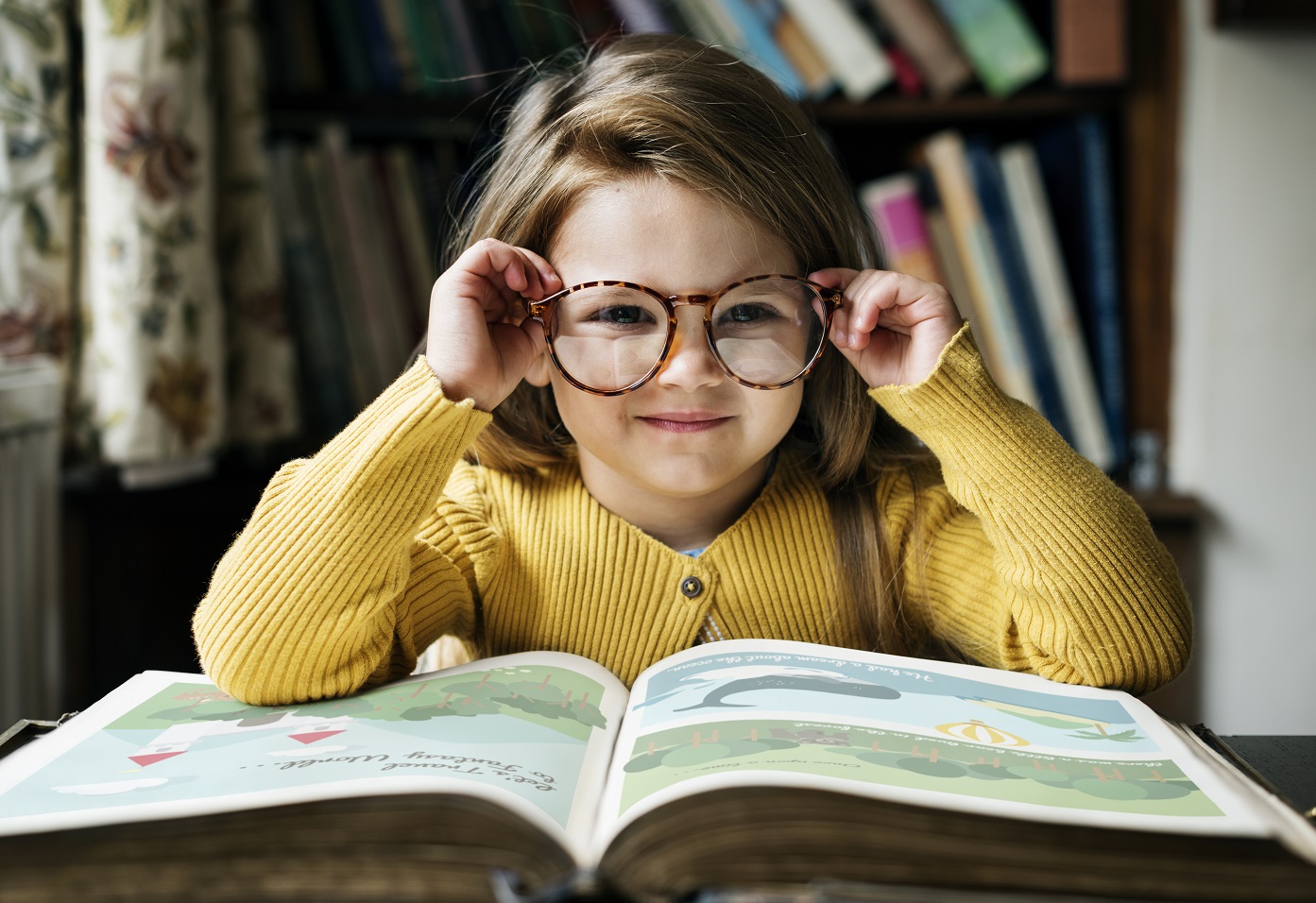 Adorable Cute Girl Reading Storytelling Concept